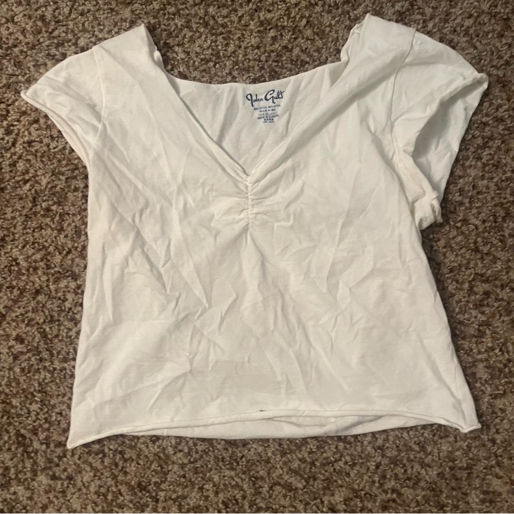 White V-Neck Women's Top
